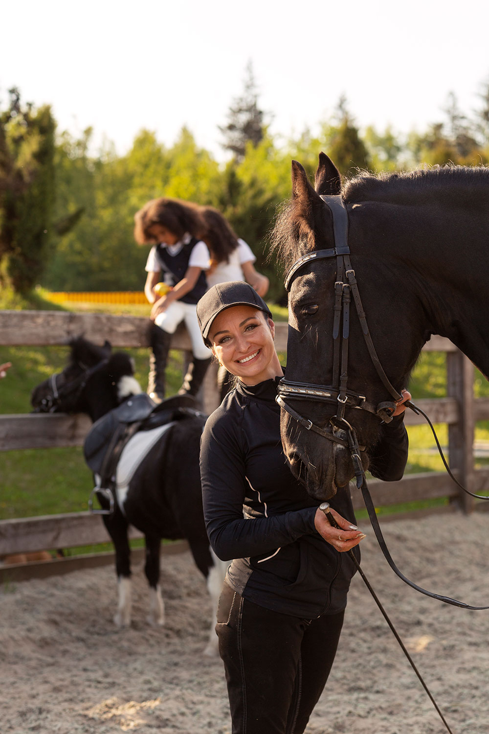 front-view-children-learning-ride-horses