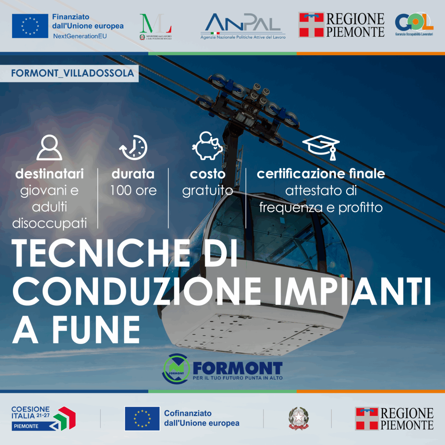 TECNICHE DI CONDUZIONE IMPIANTI A FUNE Corso gratuito GOL